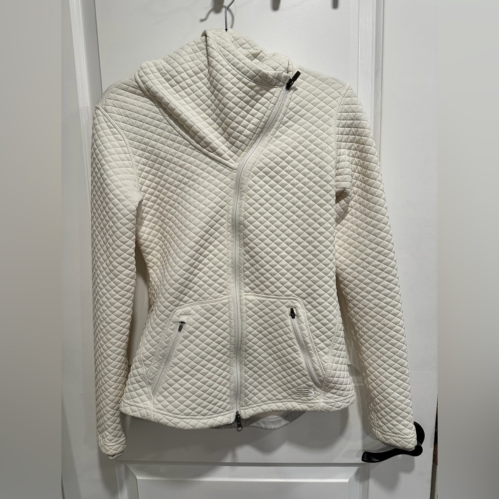 New Balance Quilted Full Zip Jacket Women’s Small Cream Off-White Athleisure